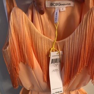 NWT SZ4 BCBG DRESS LONG MAXI OMBRÉ PASTEL ORANGE